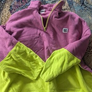Pink and Yellow Half-Zip Pullover
